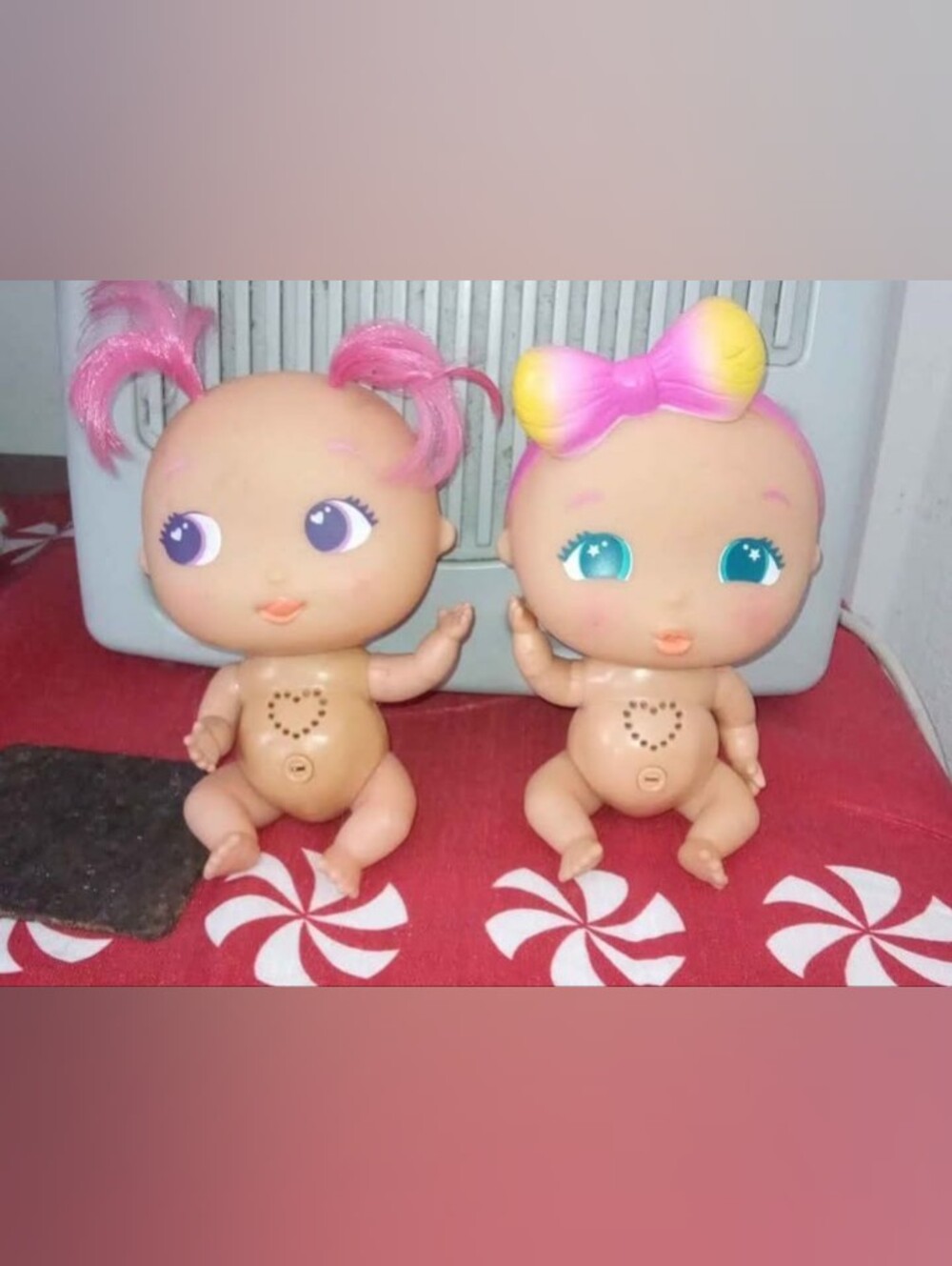 Interactive Baby Dolls Set - Pink Hair & Yellow-Pink Bow